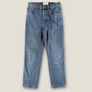 DU/ER Performance Denim High Rise Straight Jeans Blue Coolmax Stretch 26 x 27